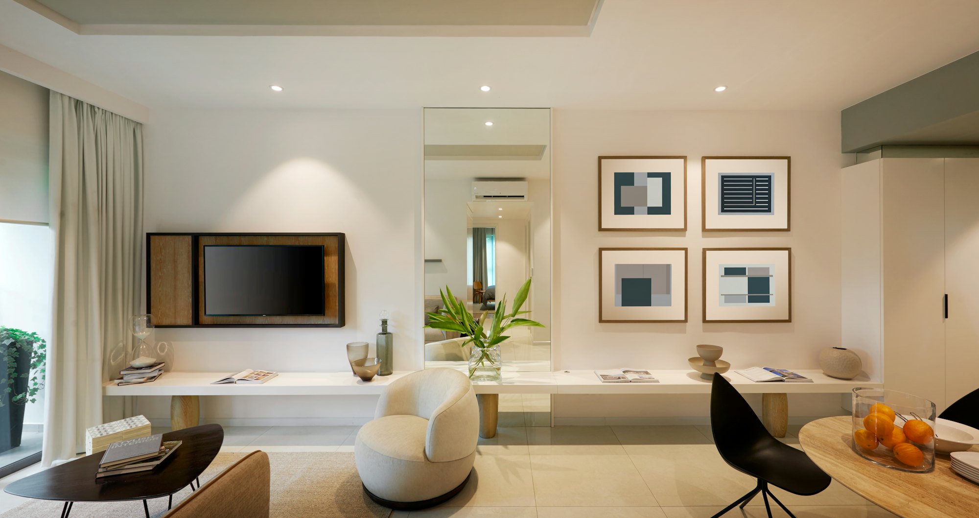 Modern, professionally furnished apartment living room